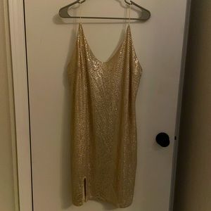 Zenobia gold sequin shift dress size XL